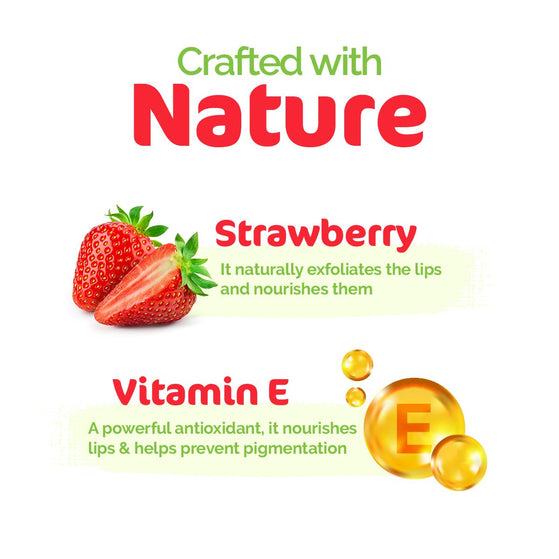 Nourishing Tinted 100% Natural Lip Balm with Vitamin E and Strawberry for Dry & Chapped Lips - 4 g