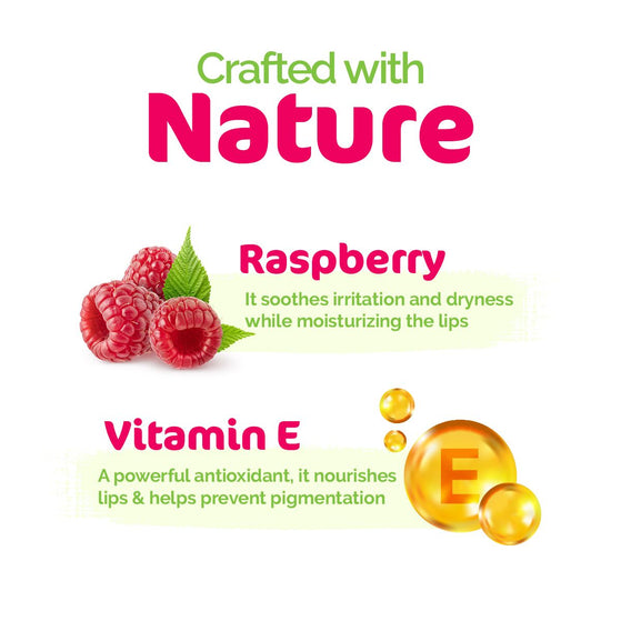 Nourishing Tinted 100% Natural Lip Balm with Vitamin E and Raspberry for Dry & Chapped Lips - 4 g
