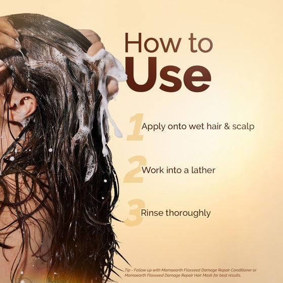 Mamaearth flaxseed shampoo how to use steps