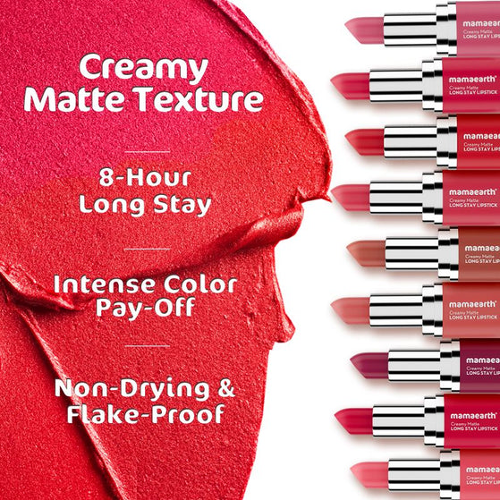 Creamy Matte Long Stay Lipstick with Murumuru Butter and Vitamin E - 4.2g | Cranberry Crush