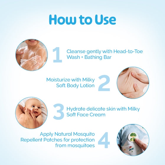 Mamaearth Baby Essentials Gift Kit 5 Units - 30g + 50g + 50ml+ 50ml + 6 pcs