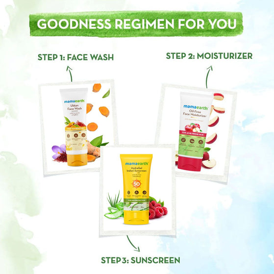 HydraGel Indian Sunscreen goodness regimen face wash moisturizer