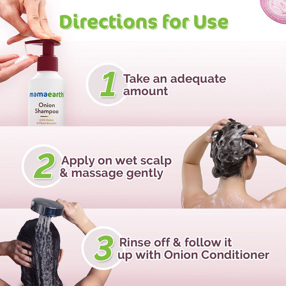 Mamaearth onion shampoo usage step by step
