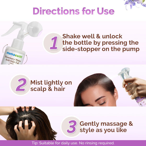 Rosemary Water Anti-Hair Fall Spray with 100% Pure Steam Distilled Rosemary Water & Methi Dana for Hair - 200 ml