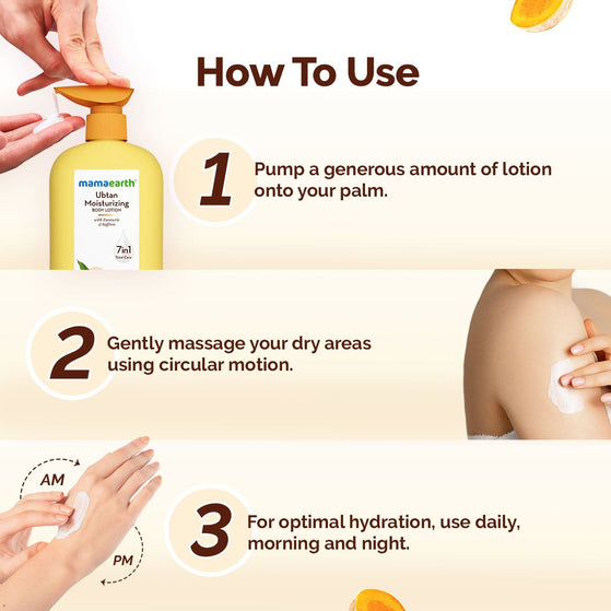 Mamaearth Ubtan Moisturizing Body Lotion with Turmeric & Saffron for Glowing Skin - 400 ml