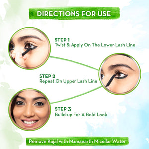 How To Use Mamaearth Charcoal Black Long Stay Kajal  