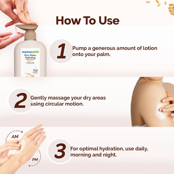 Mamaearth Rice Water Hydrating Body Lotion with Rice Water & Niacinamide for Dewy Glass Skin - 400 ml