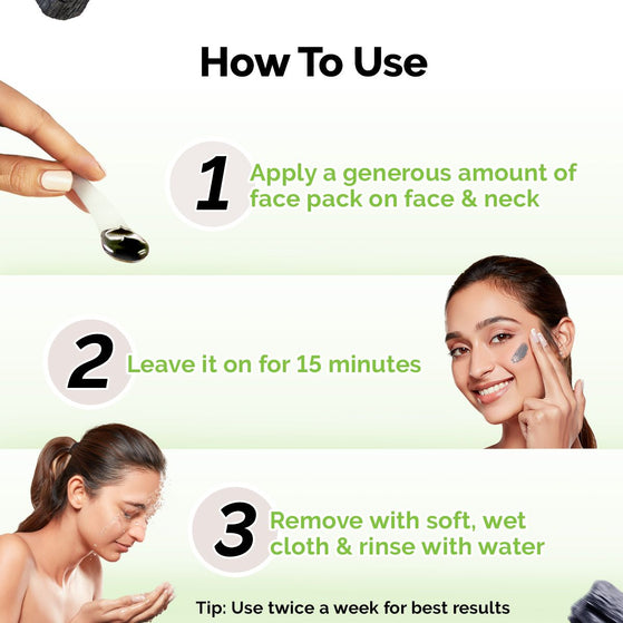 Charcoal Purifying Face Pack with Activated Charcoal & Glycolic Acid for Skin Detoxification - 200g