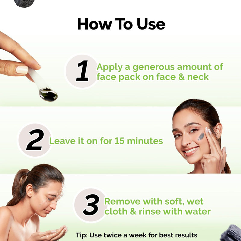Charcoal Purifying Face Pack with Activated Charcoal & Glycolic Acid for Skin Detoxification - 200g