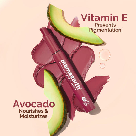 Moisture Matte LongStay Lipstick with Vitamin E & Avocado - 2g | Spiced Petal