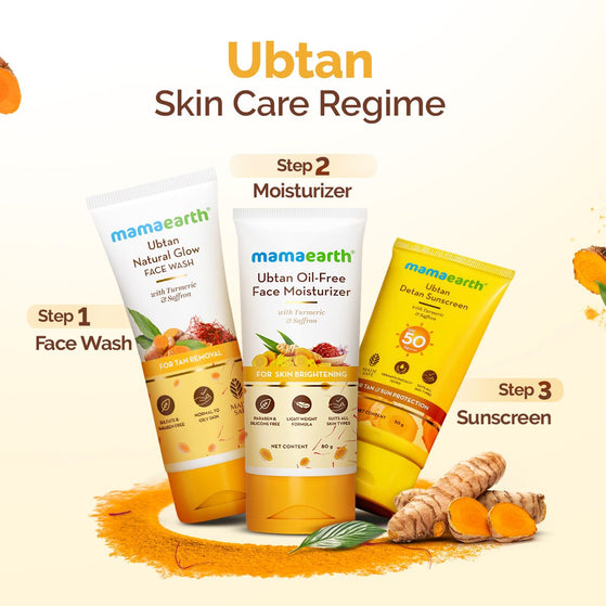 Ubtan skincare routine face wash moisturizer sunscreen
