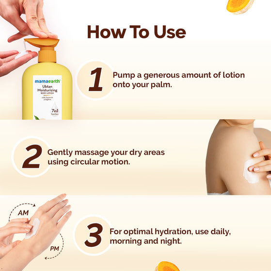 Mamaearth Ubtan Moisturizing Body Lotion with Turmeric & Saffron for Glowing Skin - 600 ml