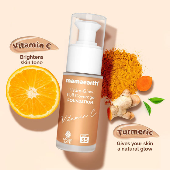 Hydra-Glow Full Coverage Foundation With Vitamin C & Turmeric - 30 ml | Sun Glow