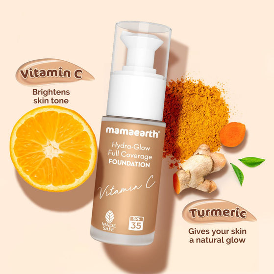 Hydra-Glow Full Coverage Foundation With Vitamin C & Turmeric - 30 ml | Caramel Glow