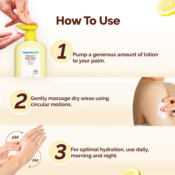 Mamaearth Vitamin C Daily Glow Body Lotion with Vitamin C & Honey for Skin Brightening - 600 ml