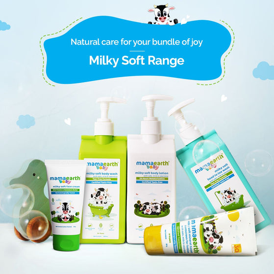 Milky Soft range head to toe wash shampoo body lotion babies