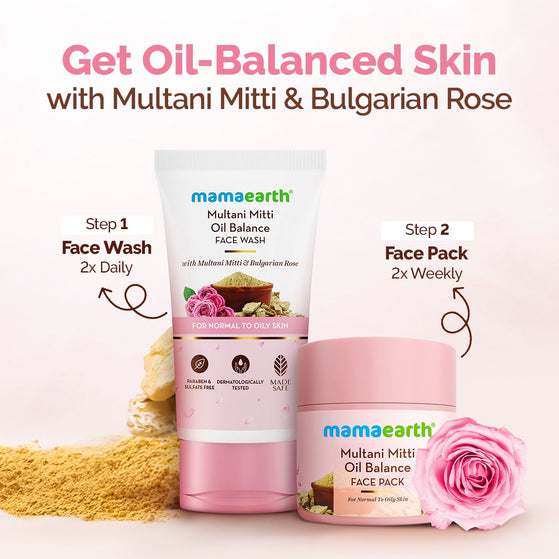 Multani Mitti Oil Balance Face Pack with Multani Mitti & Bulgarian Rose for Normal to Oily Skin - 100 g