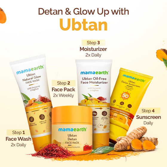 Ubtan Detan Face Pack with Turmeric & Saffron for Normal to Oily Skin - 100 g