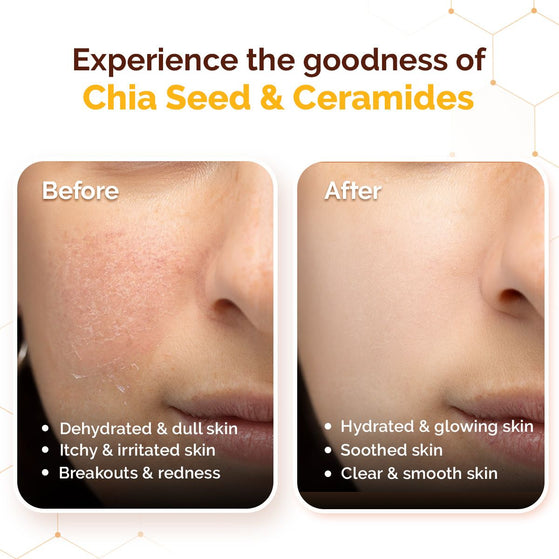 Chia Seed Ceramides before after hydrated glowing skin