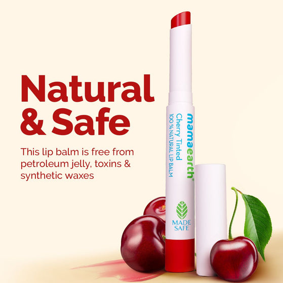 Cherry Tinted 100% Natural Lip Balm with Cherry & Coconut Oil for 12 hrs Moisturized Lips - 2 g