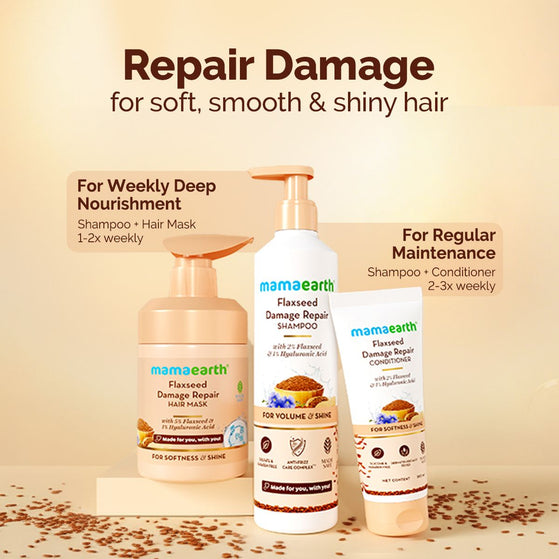Flaxseed Damage Repair Conditioner with 2% Flaxseed & 1 % Hyaluronic Acid for Softness & Shine -180 ml
