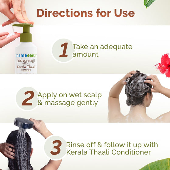 Mamaearth Kerala Thaali shampoo how to use steps