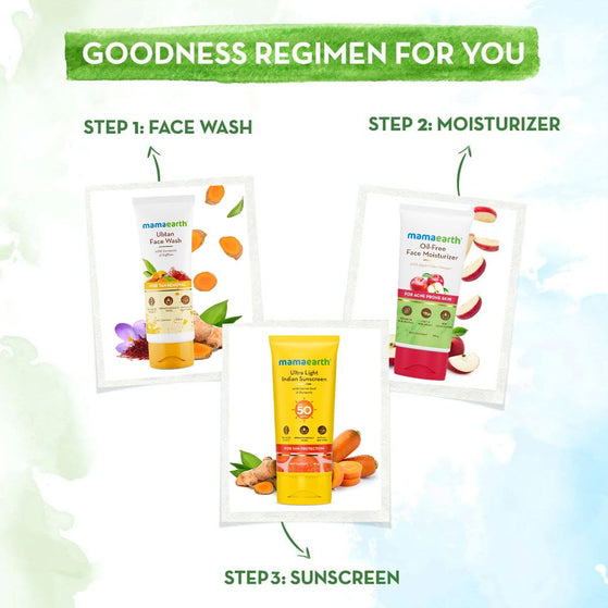 Ultra Light Indian Sunscreen goodness regimen face wash moisturizer