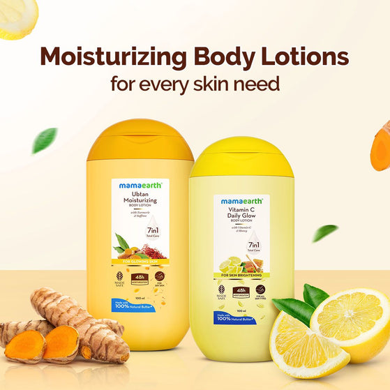 Mamaearth Ubtan Moisturizing Body Lotion with Turmeric & Saffron for Glowing Skin - 100 ml
