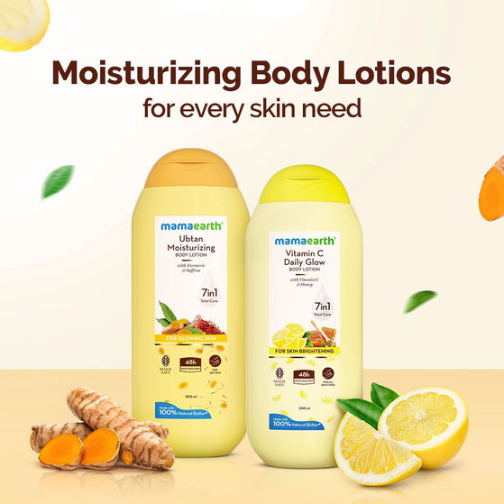 Mamaearth Ubtan Moisturizing Body Lotion with Turmeric & Saffron for Glowing Skin - 200 ml