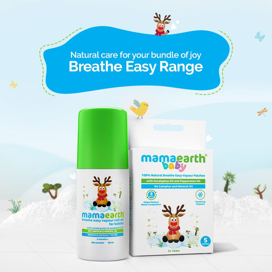 Baby 100% Natural Breathe Easy Vapour Patches with Eucalyptus Oil & Peppermint Oil - 5 pcs