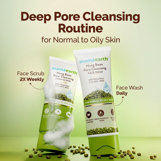 Mung Bean Pore Cleansing Face Wash with Mung Bean, AHA & BHA for Normal to Oily Skin - 100 ml