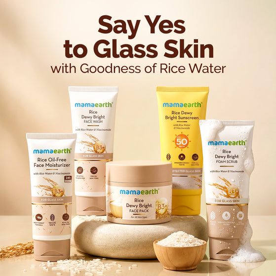 Mamaearth Rice Dewy Bright Foam Scrub with Rice Water & Niacinamide for Glass Skin Glow- 100 g