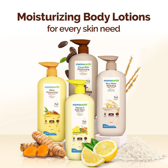 Mamaearth Ubtan Moisturizing Body Lotion with Turmeric & Saffron for Glowing Skin - 400ml (Pack of 2)