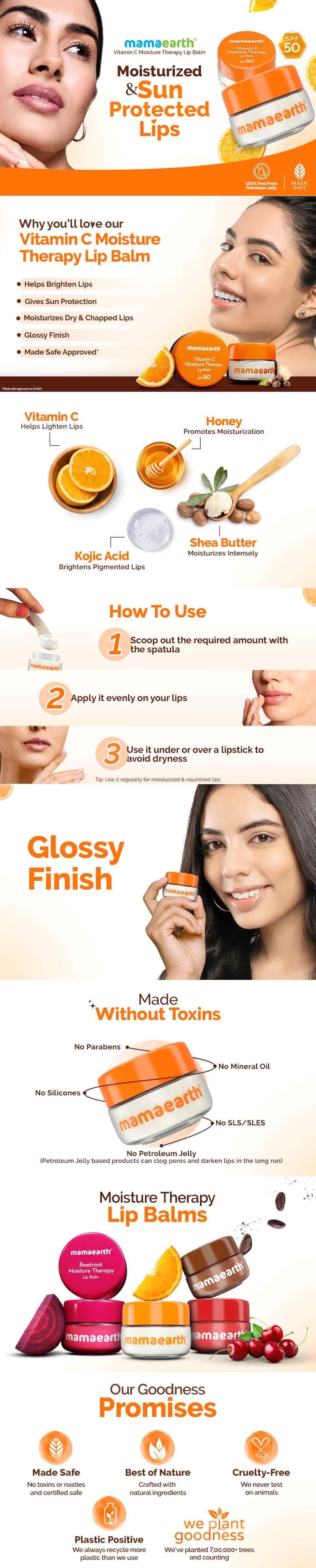 mamaearth vitamin c moisture therapy lip balm spf 50 Buy with Coconut Oil and Shea Butter for Brightening Dry Lips Online and long Vitamin C Moisture Therapy Lip