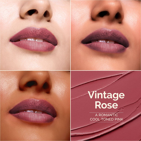 Luxe Matte Long Stay Lipstick with Passion Fruit Oil & Vitamin E -2g | Vintage Rose