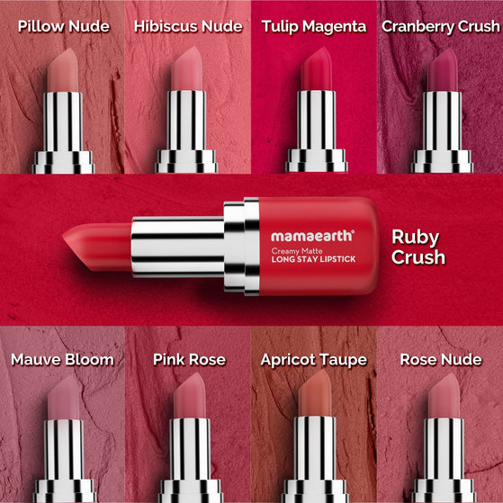 Creamy Matte Long Stay Lipstick with Murumuru Butter and Vitamin E - 4.2g | Cranberry Crush