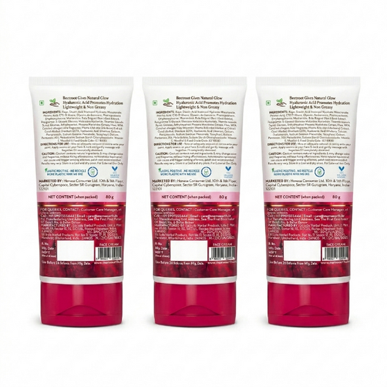 Beetroot Daily Glow Face Cream With Beetroot & Hyaluronic Acid - 80 g (Pack of 3)