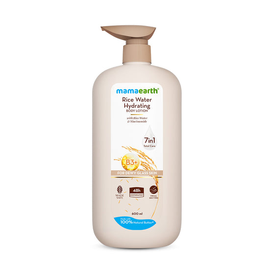 Mamaearth Rice Water Hydrating Body Lotion with Rice Water & Niacinamide for Dewy Glass Skin - 600 ml