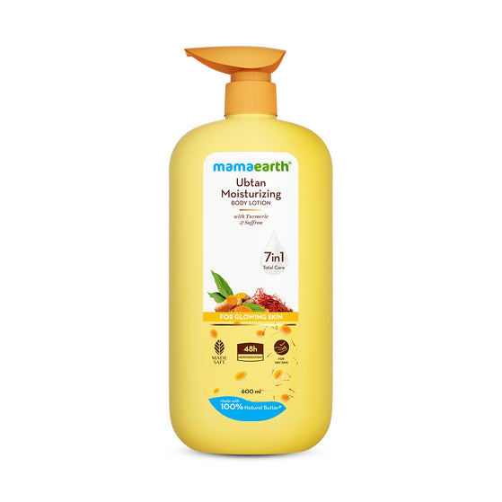 Mamaearth Ubtan Moisturizing Body Lotion with Turmeric & Saffron for Glowing Skin - 600 ml