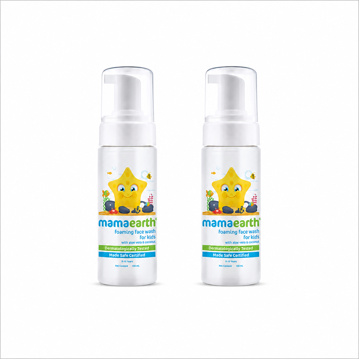 Foaming Face Wash For Kids With Aloe Vera & Coconut For Gentle Cleansing- 150 ml (Pack of 2)