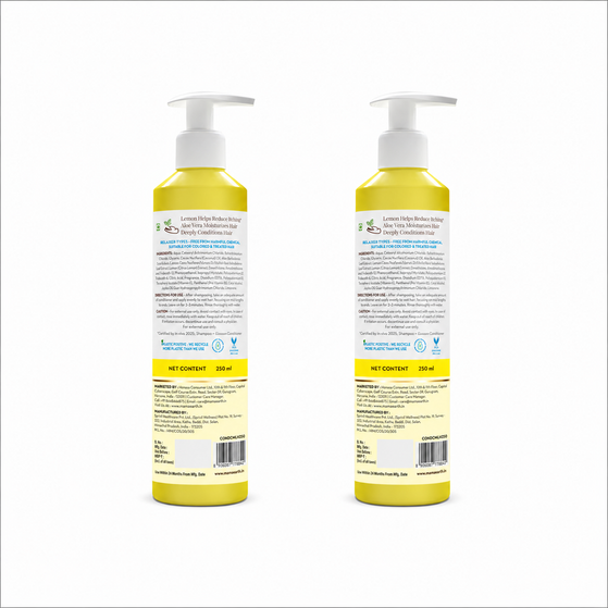 Lemon Anti-Dandruff Conditioner with Lemon & Aloe Vera for Itchy & Flaky Scalp - 250 ml (Pack of 2)