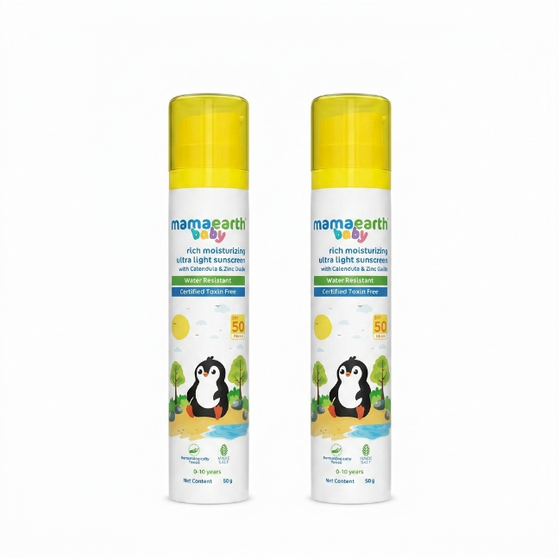 Mamaearth Baby Rich Moisturizing Ultra Light Sunscreen - 50g (Pack of 2)