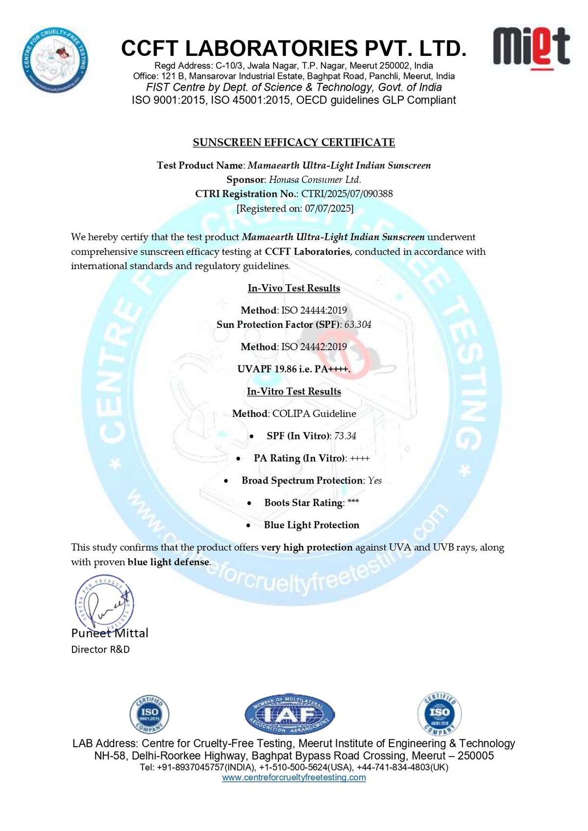 In-Vivo certificate