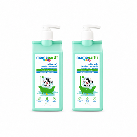 Milky Soft Head to Toe Wash With Oats, Milk, and Calendula for Babies- 400ml (Pack of 2)