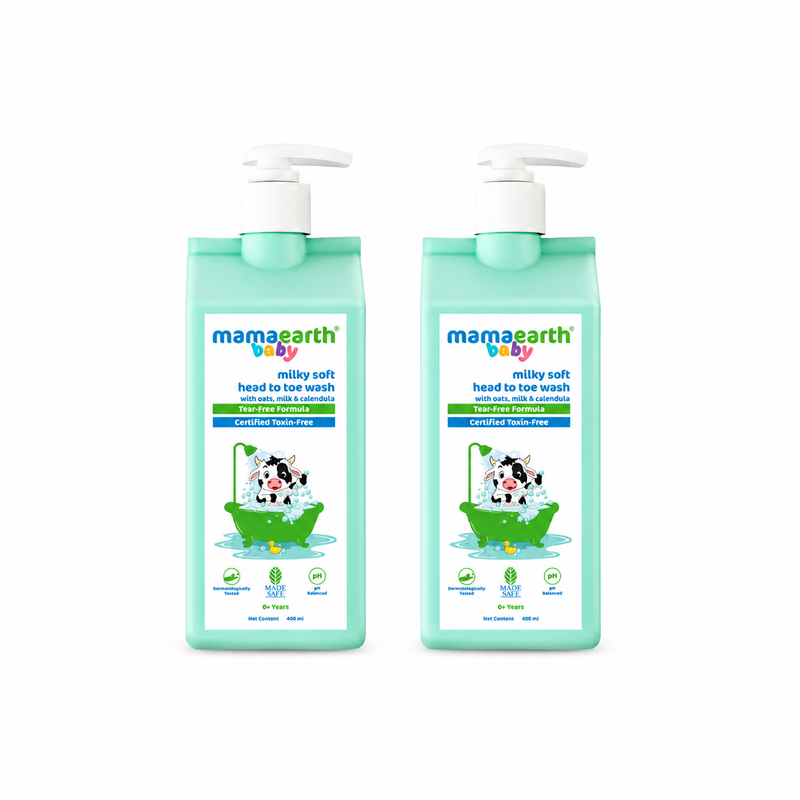 Milky Soft Head to Toe Wash With Oats, Milk, and Calendula  for Babies- 400ml (Pack of 2)