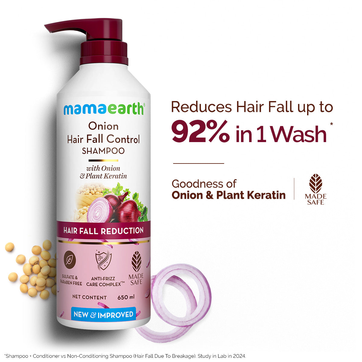 Onion Shampoo for Hair Fall Control and Hair Growth with Onion & Plant Keratin - 650 ml