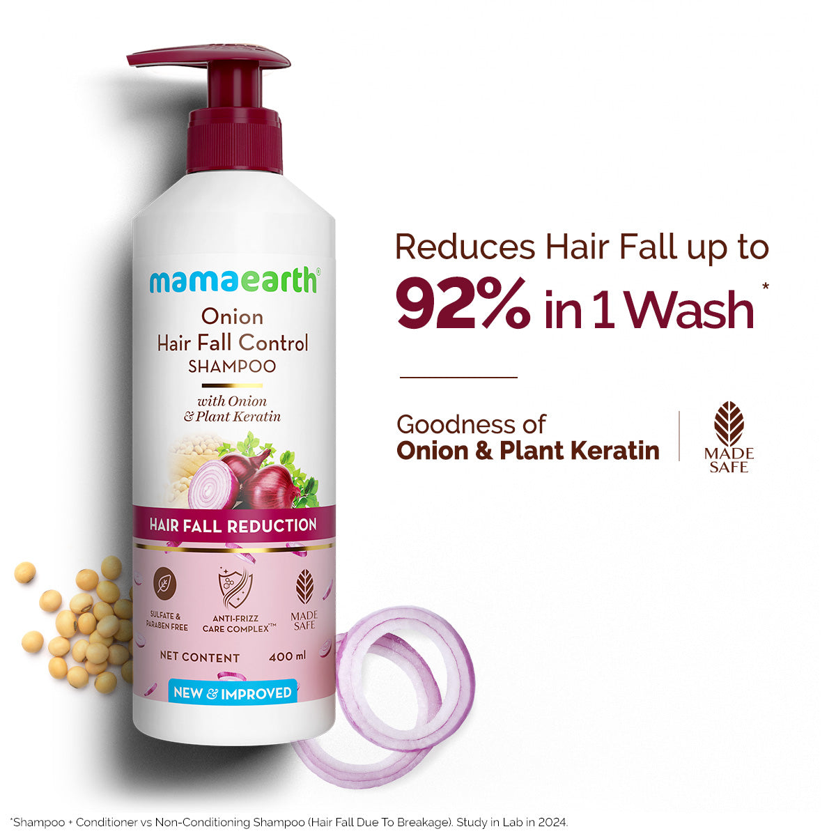 Onion Shampoo with Onion & Plant Keratin for Hair Fall Control - 400ml