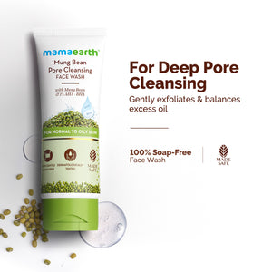 Mung Bean Pore Cleansing Face Wash with Mung Bean, AHA & BHA for Normal to Oily Skin - 100 ml