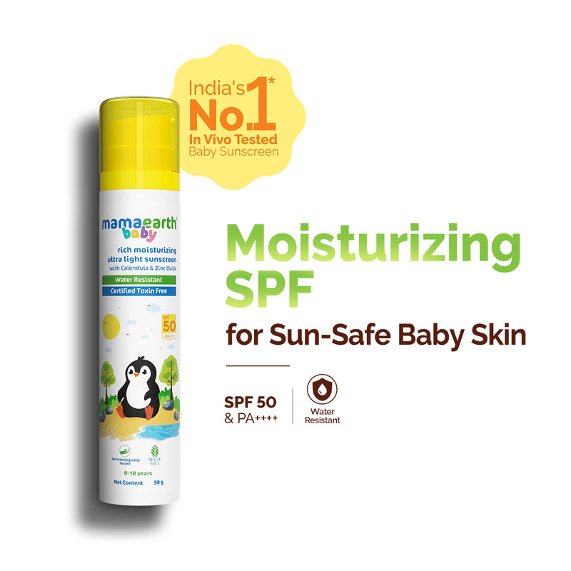 Mamaearth Baby Rich Moisturizing Ultra Light Sunscreen - 50g