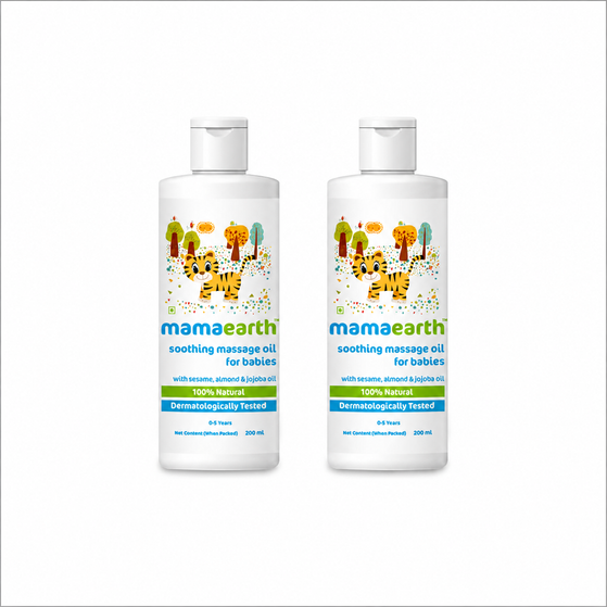 Soothing Massage Oil for Babies with Sesame, Almond and Jojoba Oil - 200ml (Pack of 2)